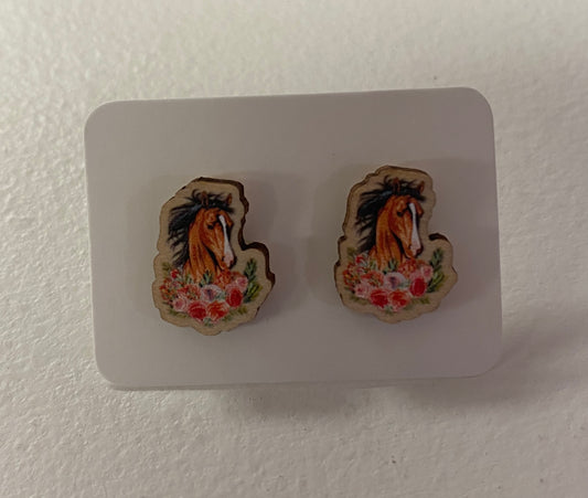 Floral Horse Earrings