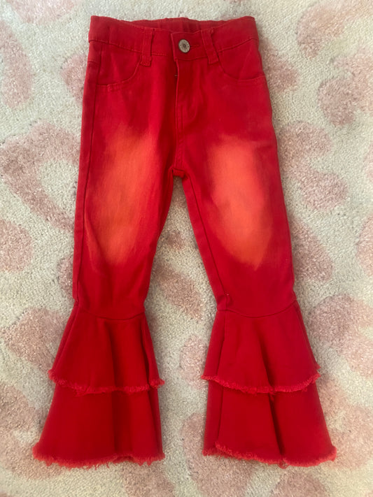 Red Ruffle Jeans