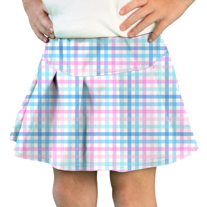 Tennis Skort in Plaid Blue Sky