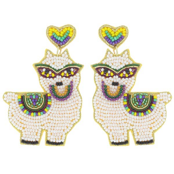 Mardi Gras Llama Earrings