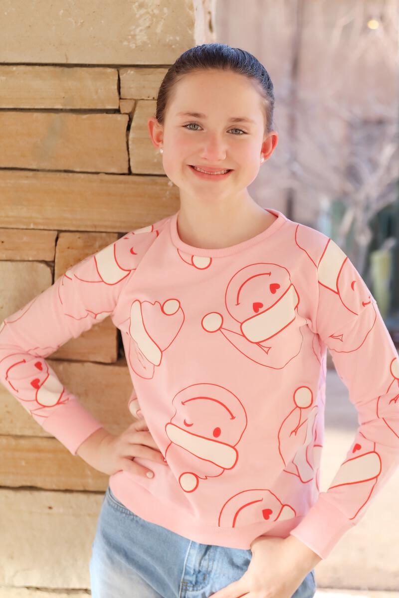 Smiley Santa Tween Christmas Sweatshirt