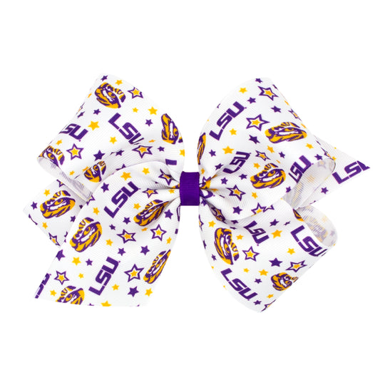 Signature Collegiate Logo Print Grosgrain Hair Bow