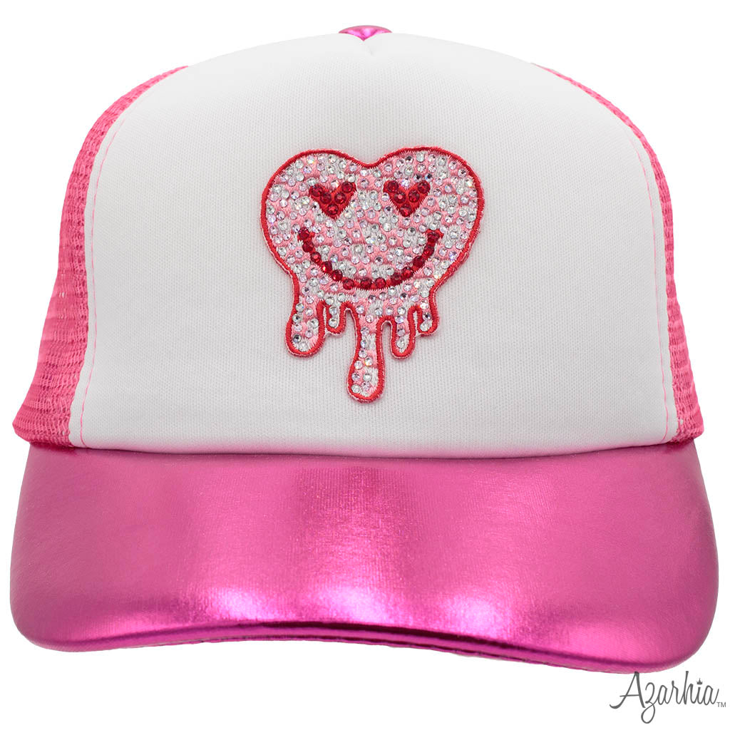 Drip Heart Youth Hot Pink Metallic Trucker Hat