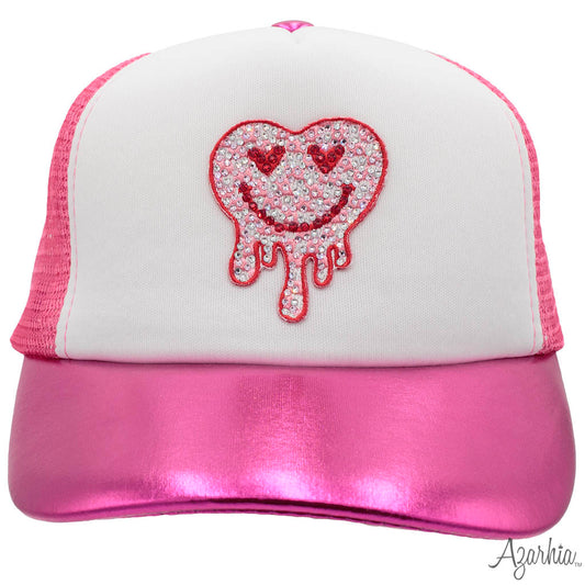 Drip Heart Youth Hot Pink Metallic Trucker Hat