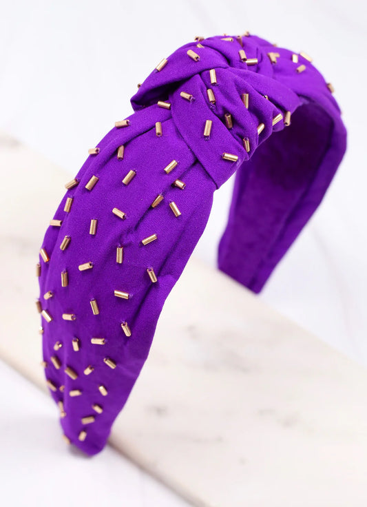 Confetti Bead Headband PURPLE GOLD