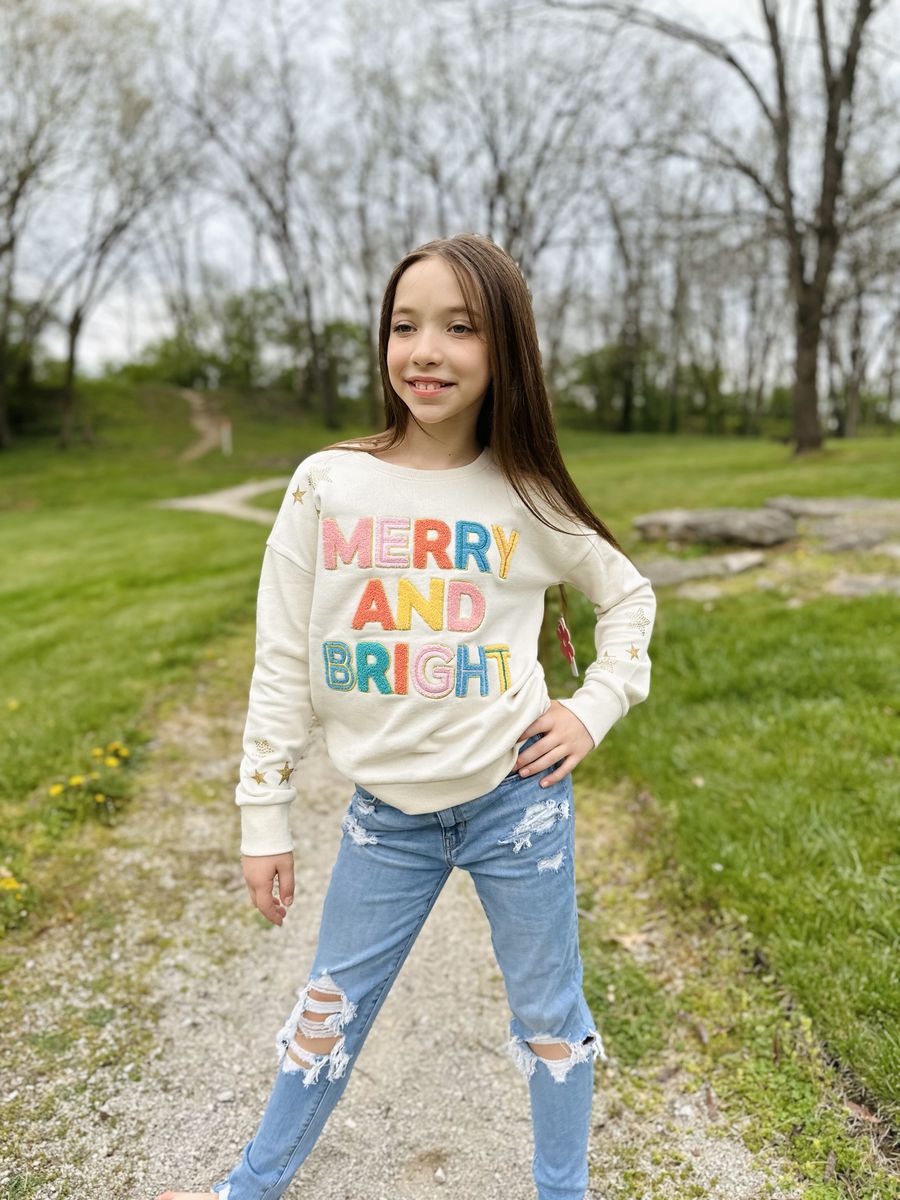 Merry and Bright Tween Christmas Shirt