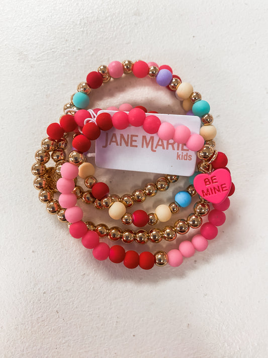 “Be Mine" Heart Charm Stretch Bracelets