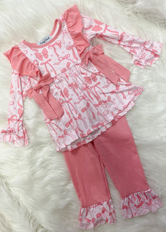 Pink Bow Pant Set