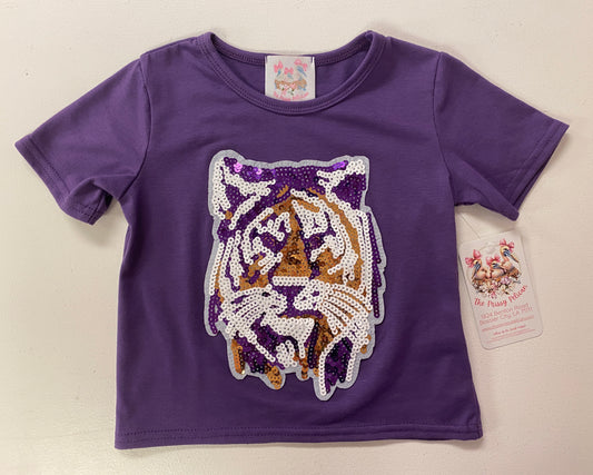 Purple LSU Tiger Sequin T-Shirt (mom & me)