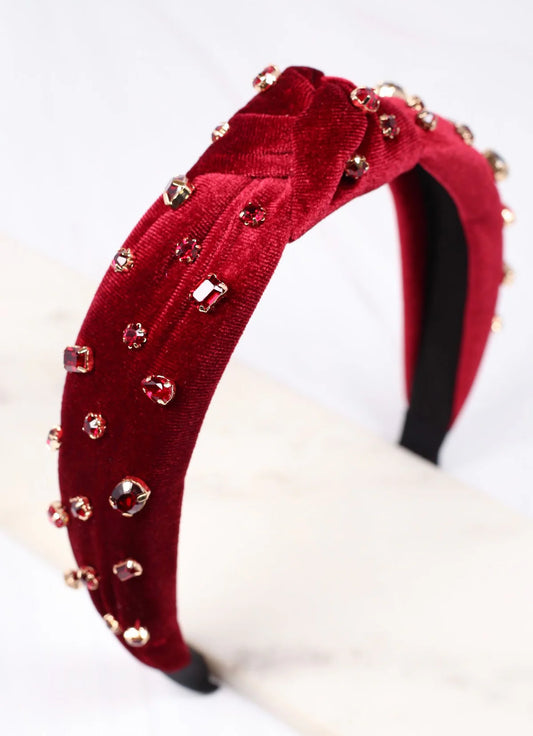 Francine Jeweled Headband BURGUNDY