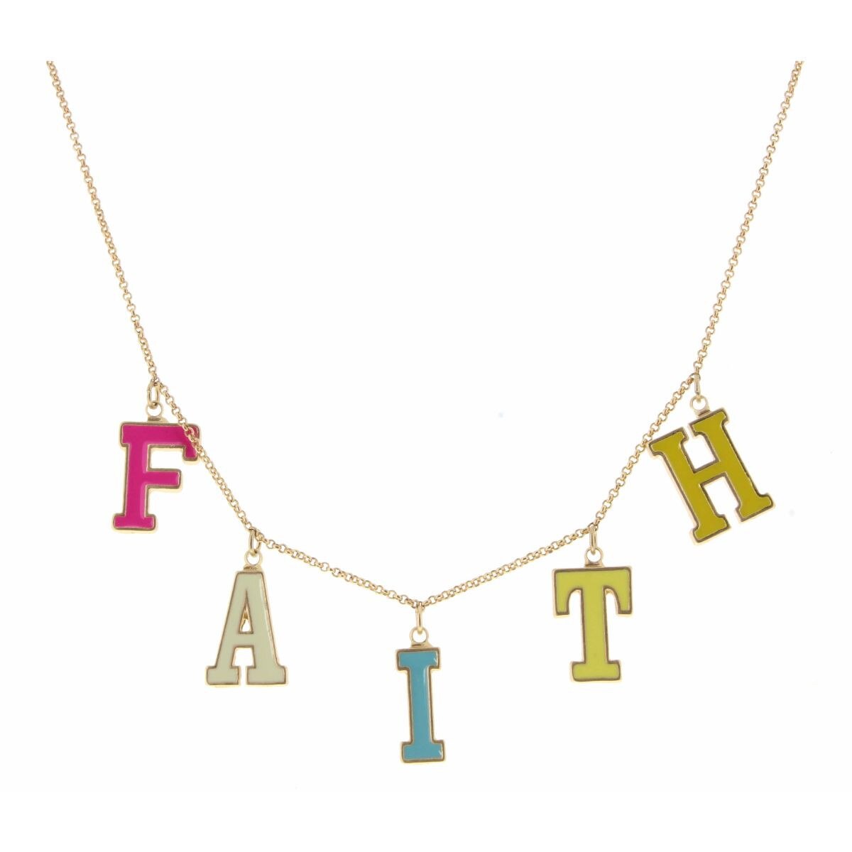 Kids 14" Multi Enamel "Faith" Necklace