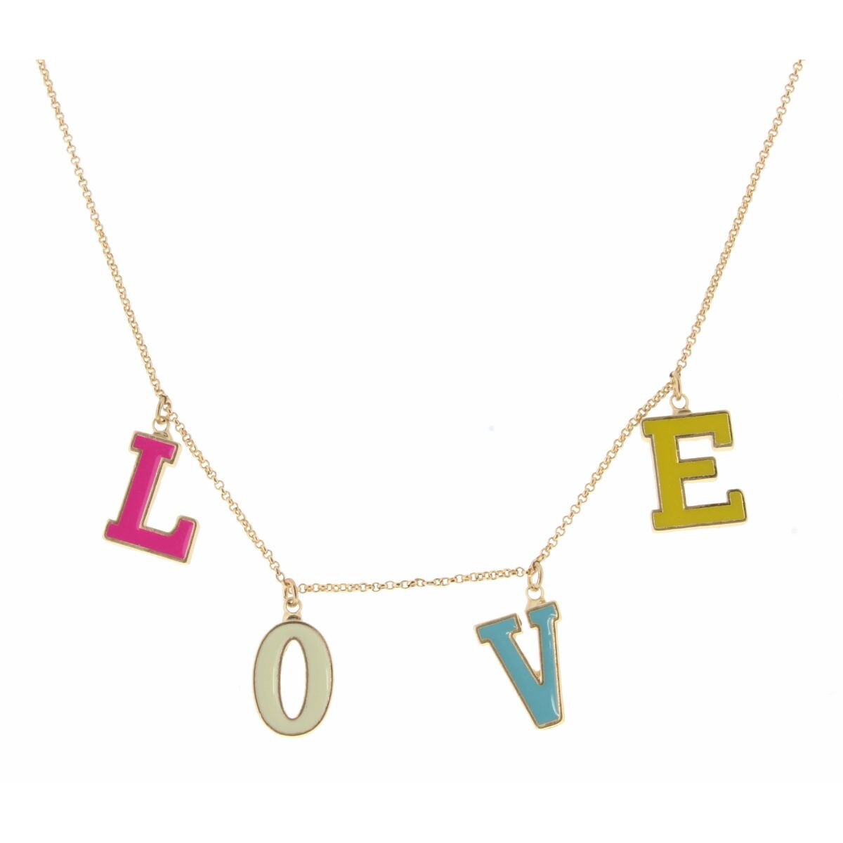 Kids 14" Multi Enamel "Love" Necklace