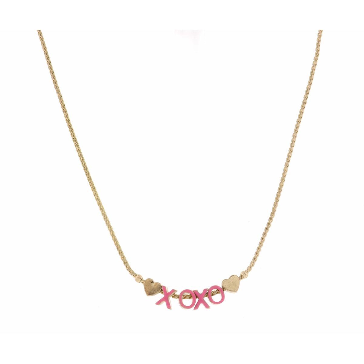 Kids 14" Pink "XOXO" with Hearts Necklace