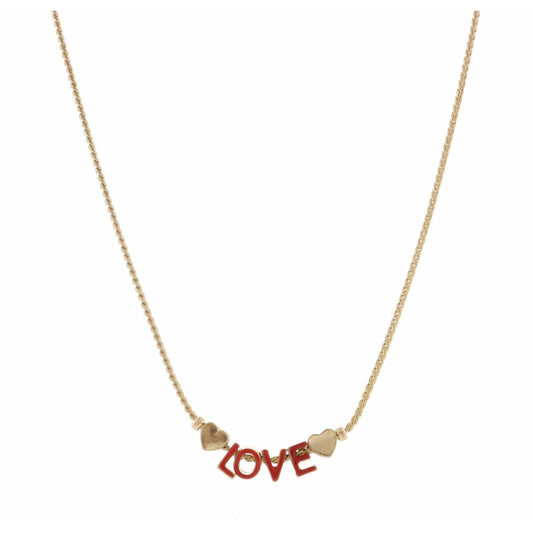 Kids 14" Red "Love" with Hearts Necklace