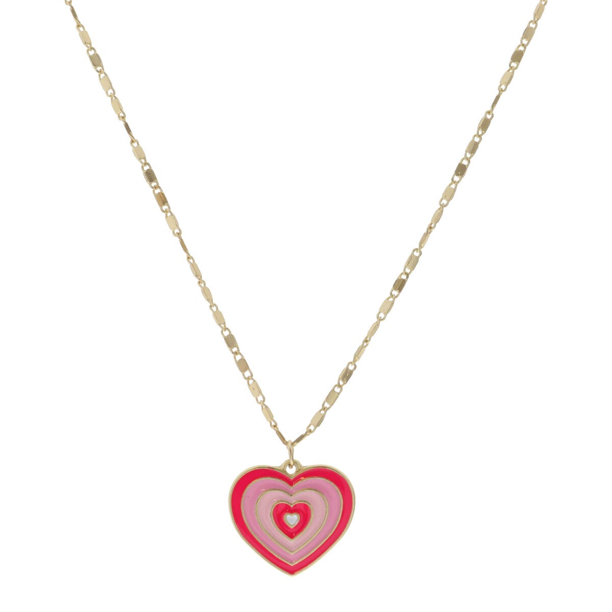 Kids 14" Multi Pink Enamel Heart Necklace