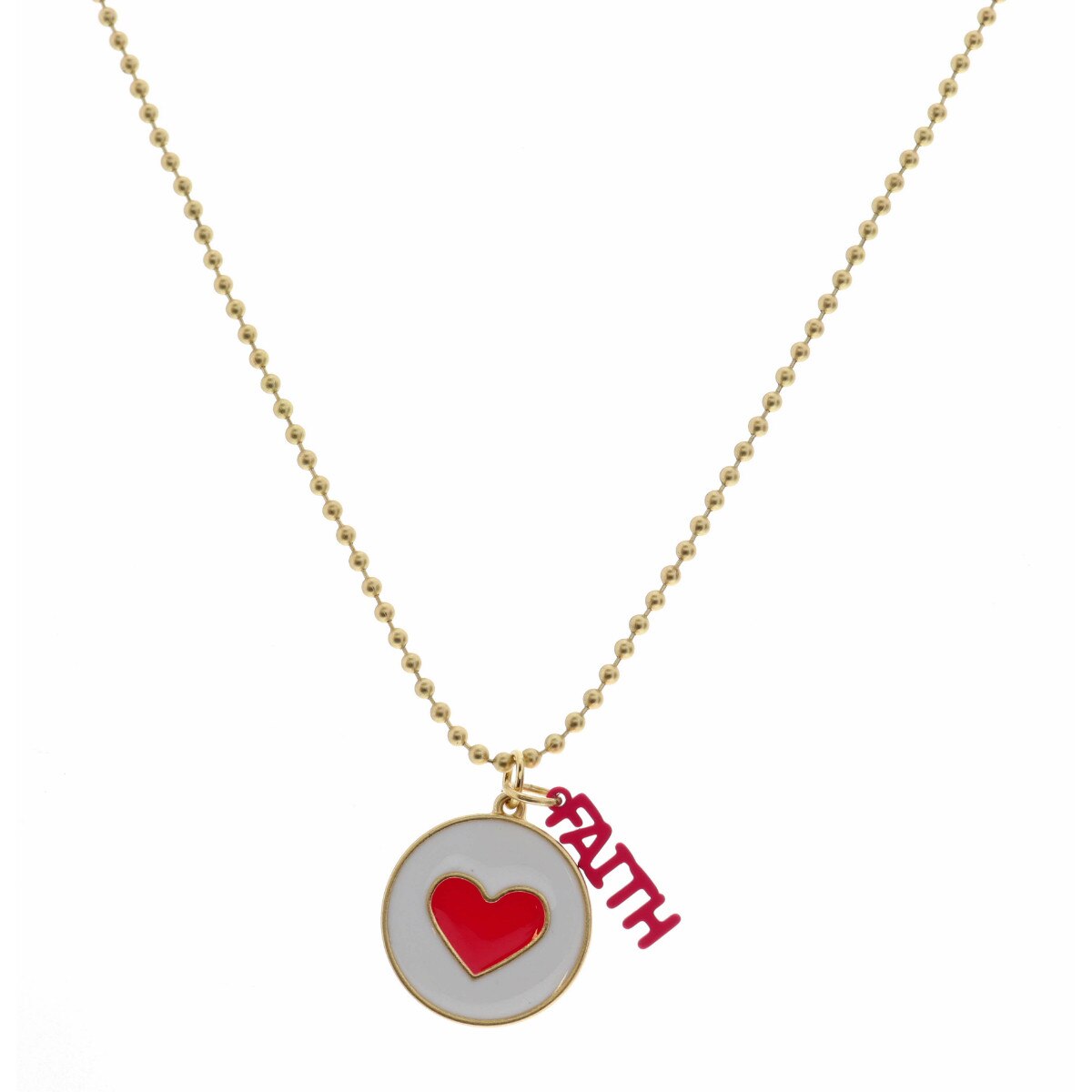 Kids Pink Heart "Faith" Necklace