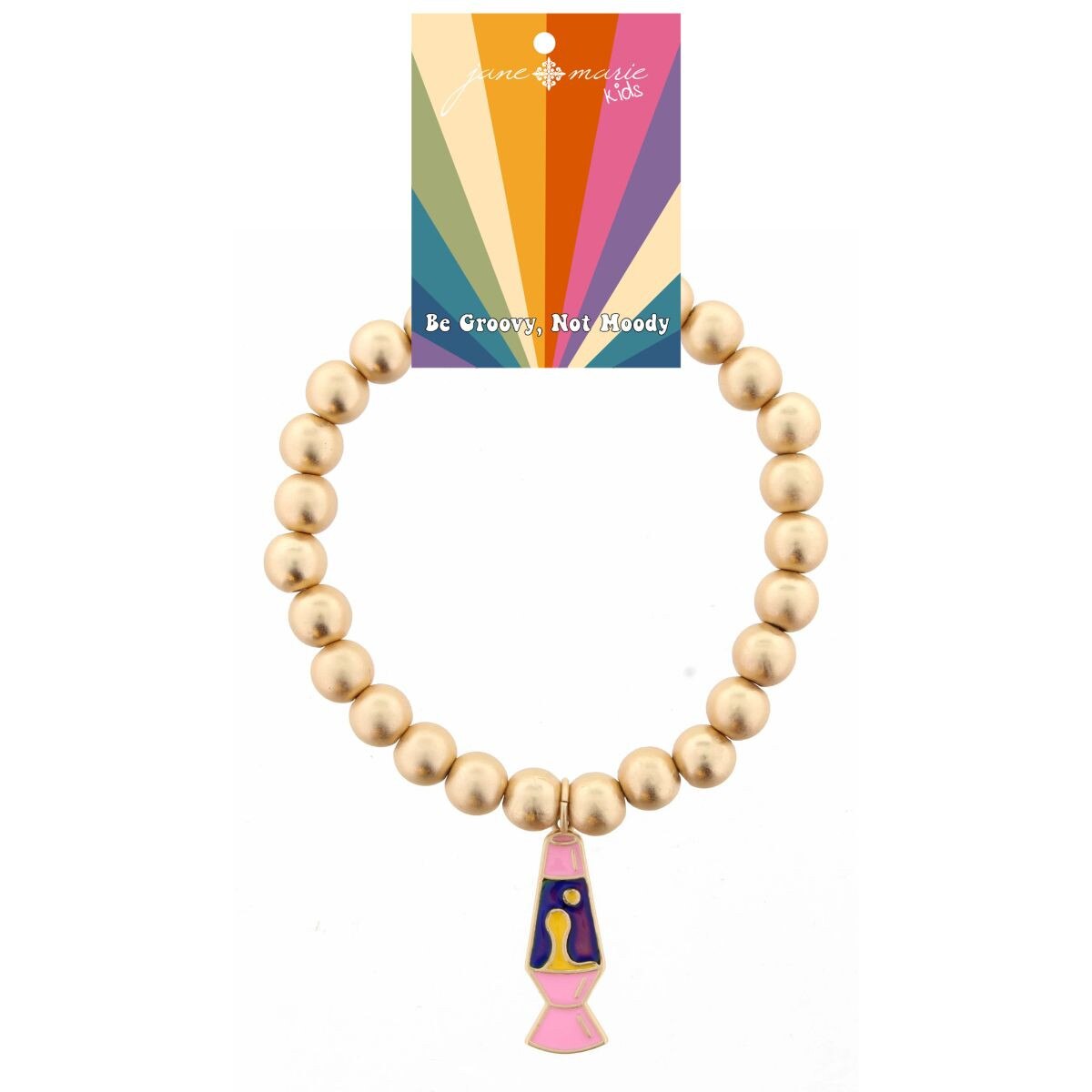 Kids Gold Beaded Stretch with Mood Changing Lava Lamp Bracelet