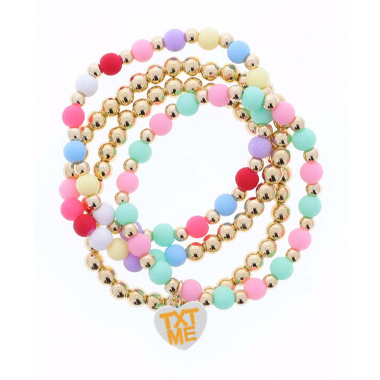 "TXT ME" Heart Charm Stretch Bracelets