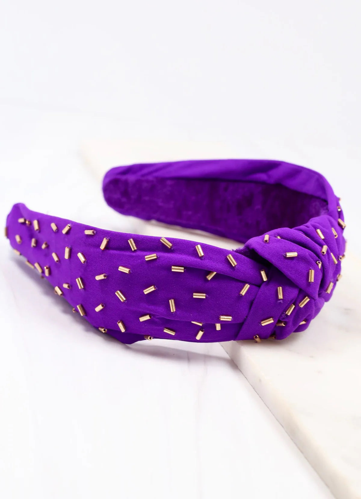 Confetti Bead Headband PURPLE GOLD