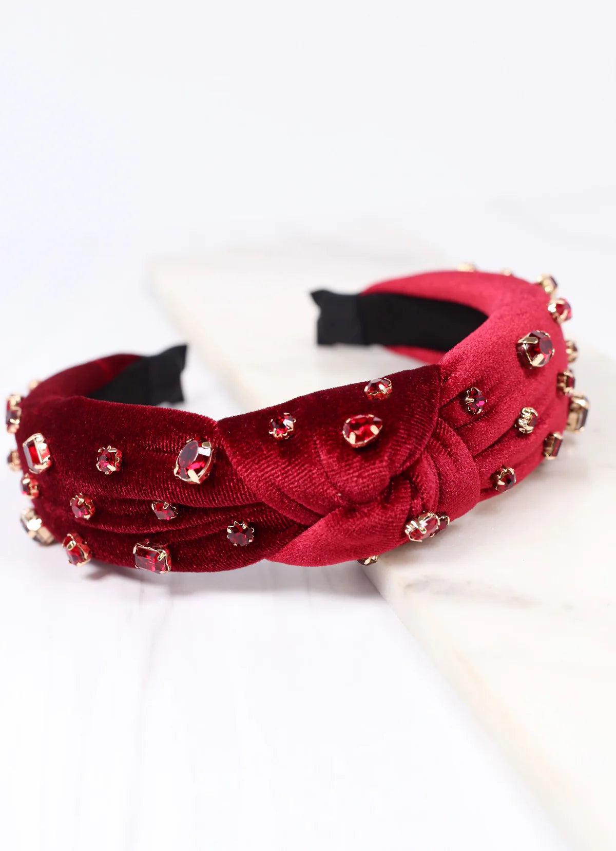 Francine Jeweled Headband BURGUNDY