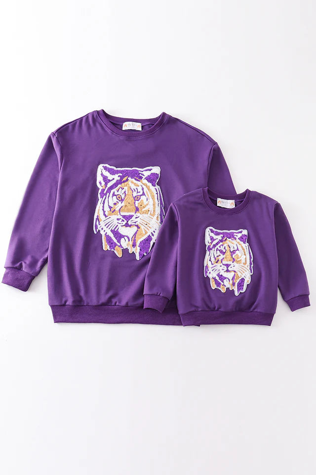 LSU tiger sequin mom & me collection SWEATSHIRT