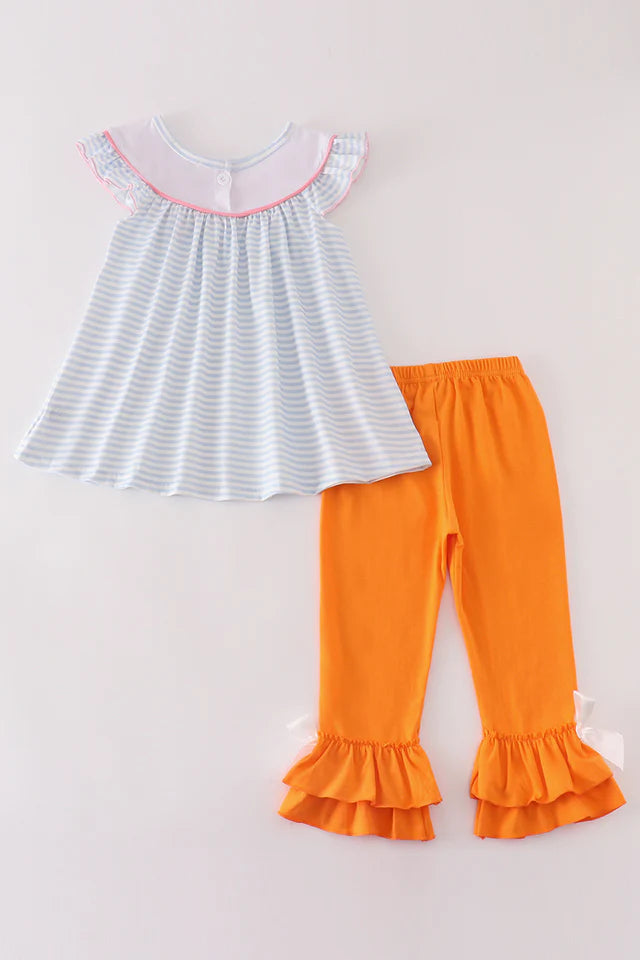 Pumpkin French Knot Girl Pant Set