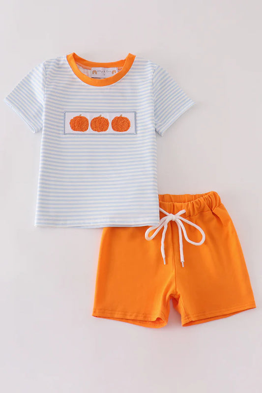 Pumpkin French Knot Boy Shorts Set