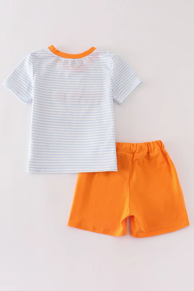 Pumpkin French Knot Boy Shorts Set