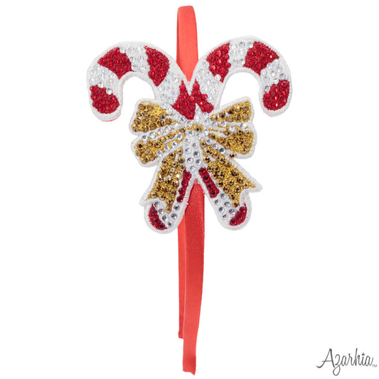 Candy Cane Rhinestone Patch Headband