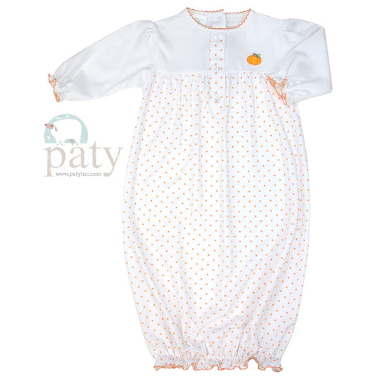 Pima Dot Pumpkin Gown-Newborn