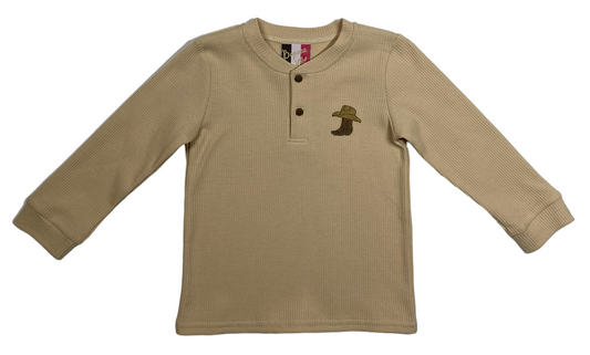 Boys Henley Shirt–Boots & Hat