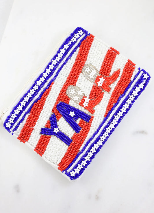 Y'all Patriotic Beaded Pouch