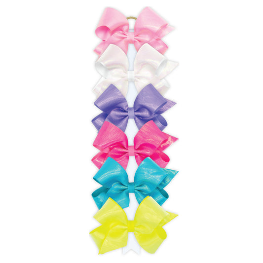 Sheer Iridescent and Grosgrain Overlay Hair Bow