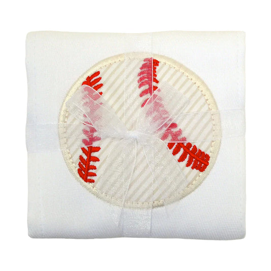 Baseball Applique Burp Cloth