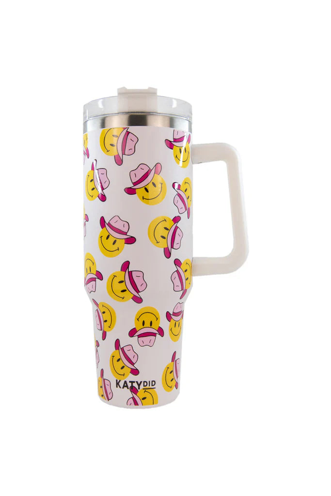 Cowboy Happy Face Travel 40 Oz Tumbler