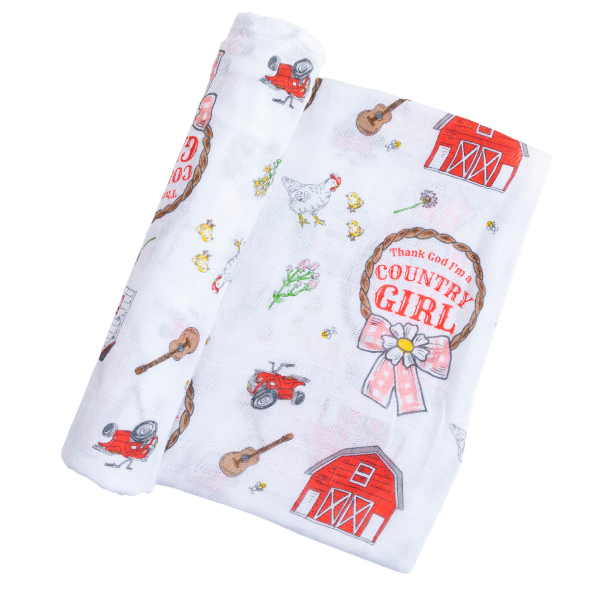 Country Girl Muslin Swaddle Receiving Blanket