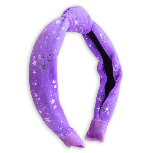 Kids Knot Headband - Star Purple Velvet Hair Accessories