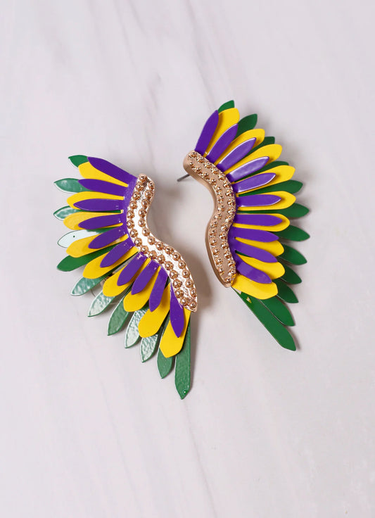 Farrell Metal Fan Earring MARDI GRAS