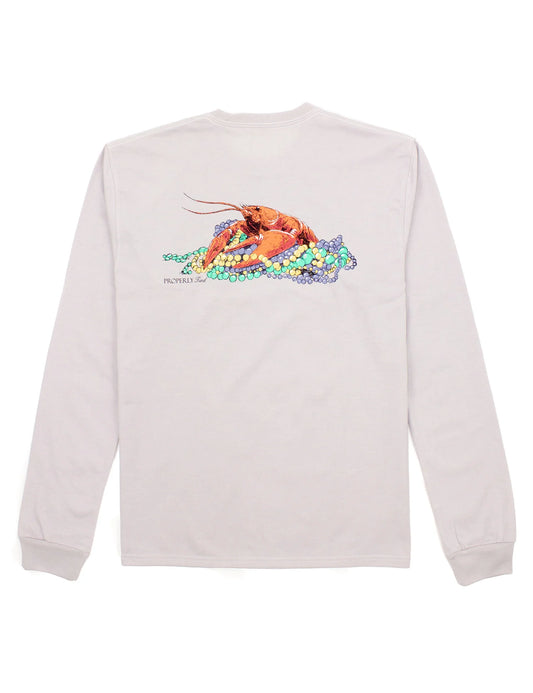 Boys Mardi Crawfish LS Ice Grey T-Shirt