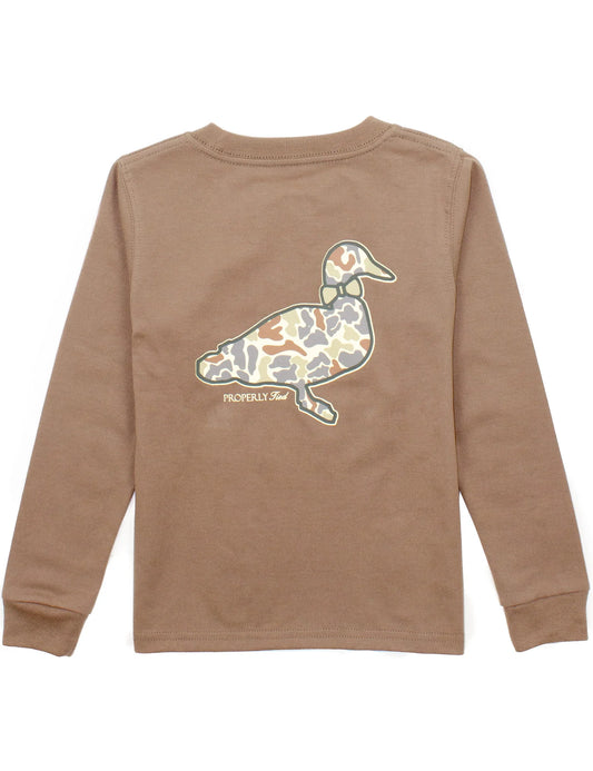 Boys Field Camo Logo LS Walnut