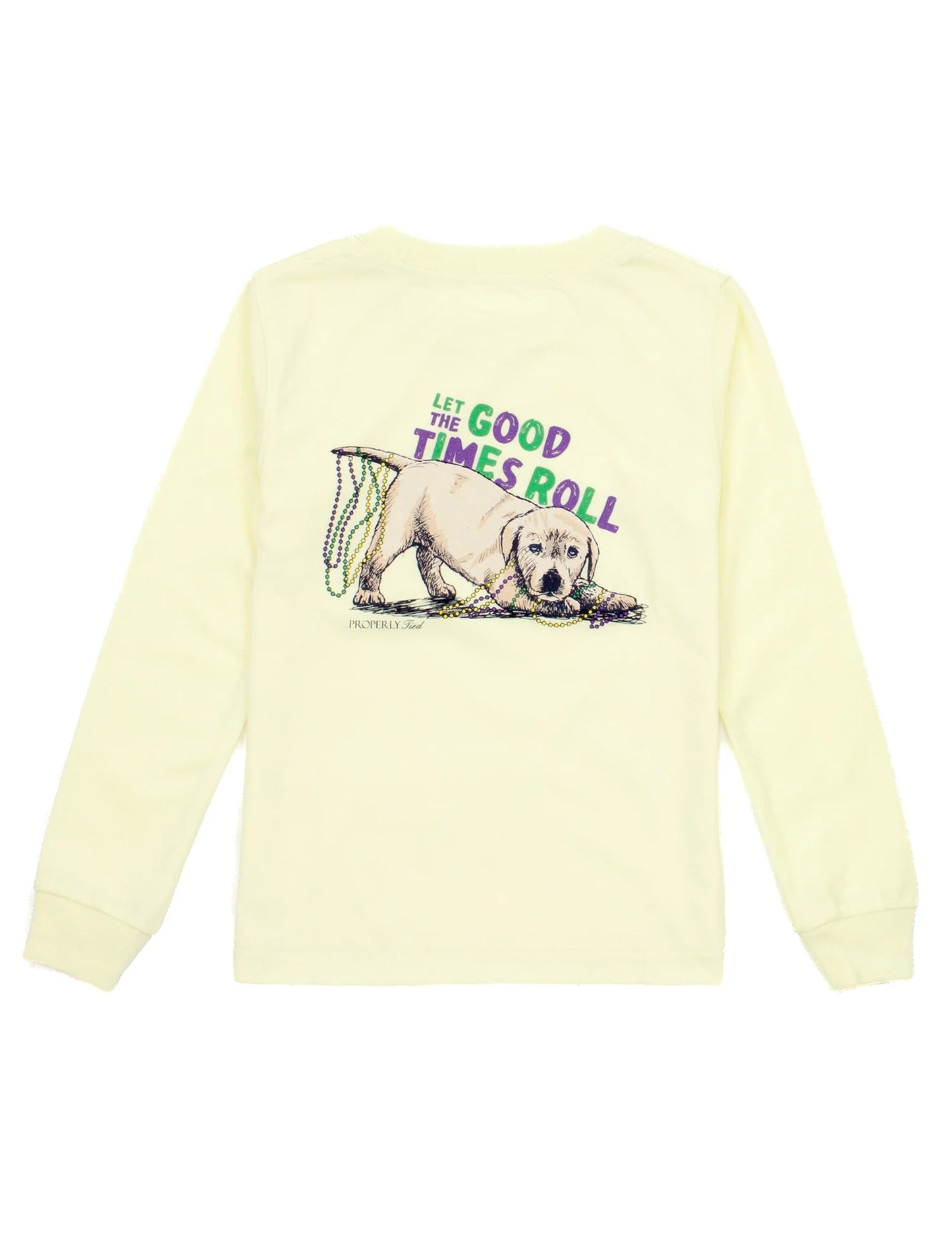 Boys Pawdi Gras LS Light Yellow T-Shirt