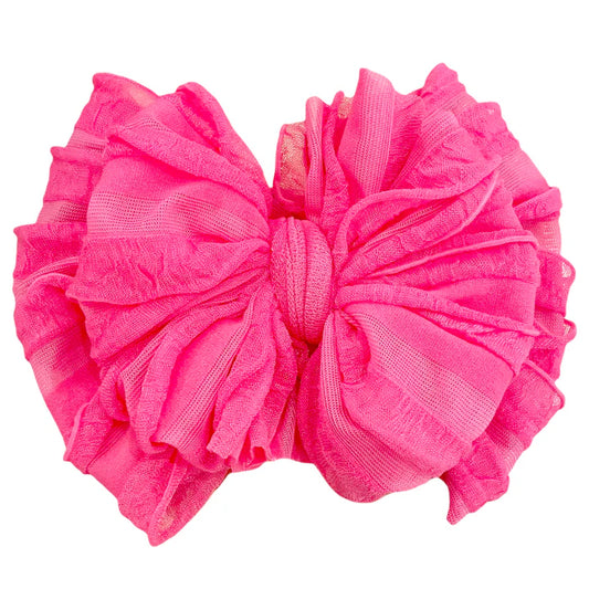 Ruffled Headband- Neon Pink