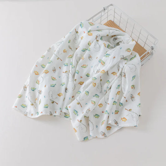 Gone Fishing Organic Muslin Blanket