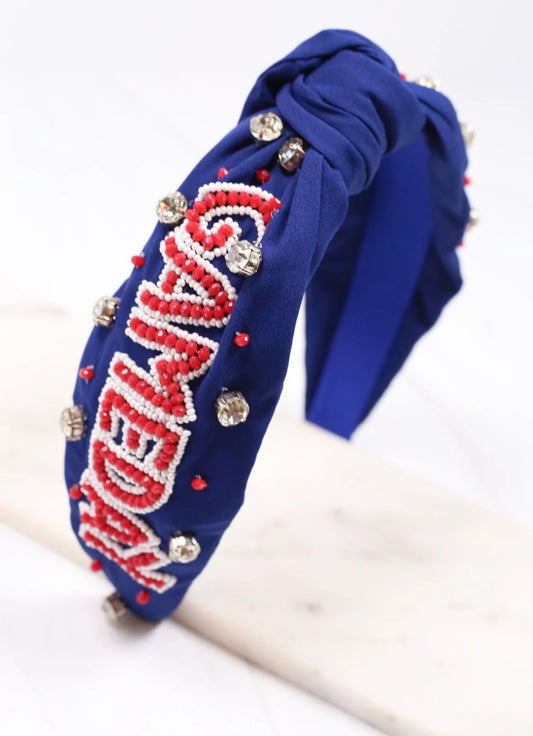 Game Day Embellished Headband NAVY RED