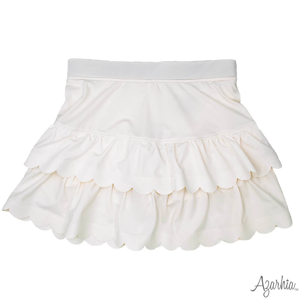 Scalloped Skort in Solid White