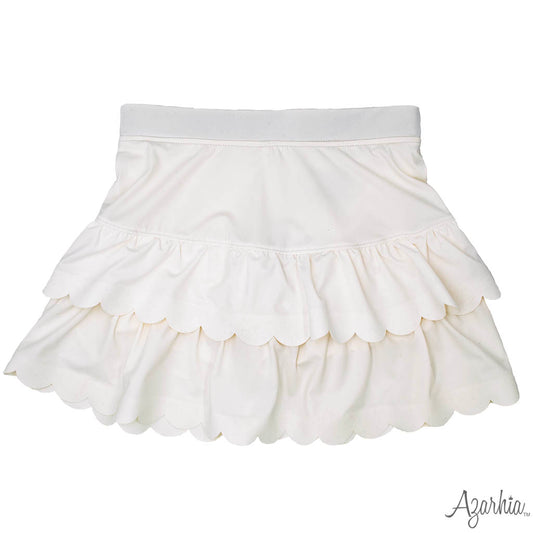 Scalloped Skort in Solid White