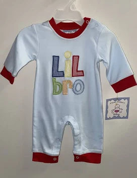 Three Sisters-Lil Bro Applique Bubble or Pant Romper