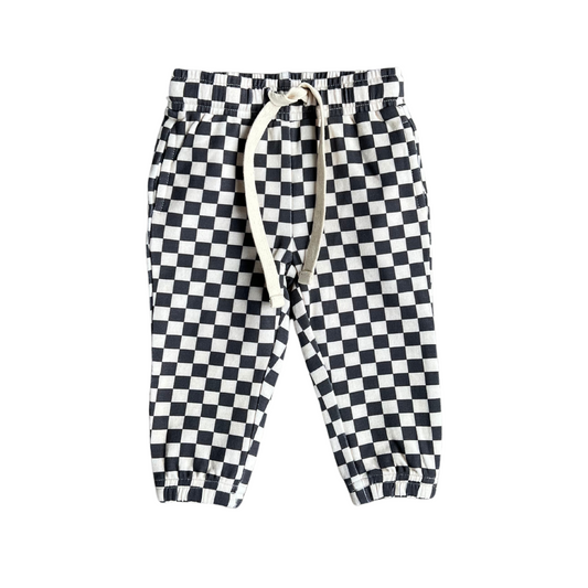 BOY'S CHECKERED JOGGERS-GRAY WASH