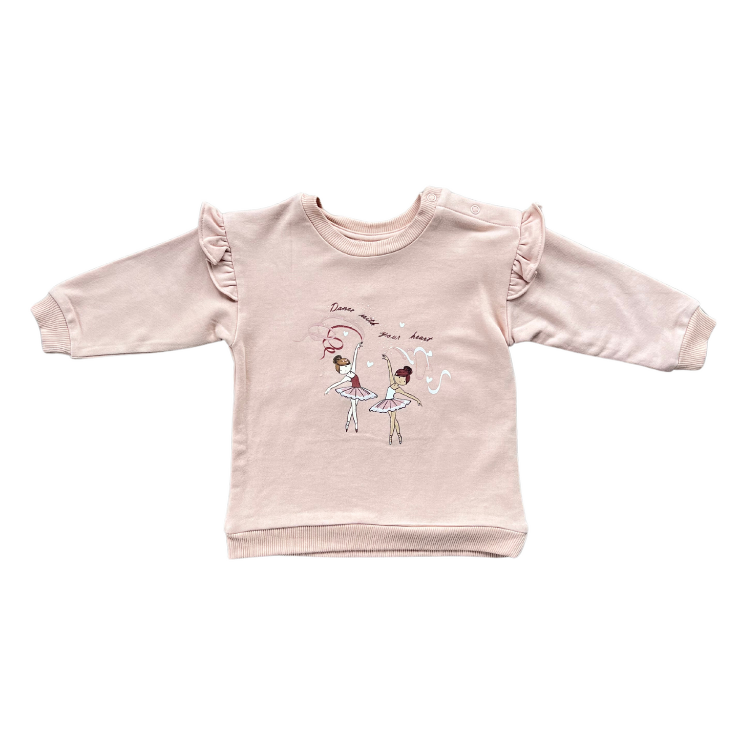 DANCE WITH YOUR HEART RUFFLE SWEATSHIRT