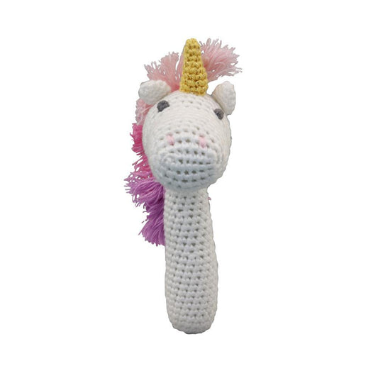 Unicorn Hand-Crochet Stick Rattle